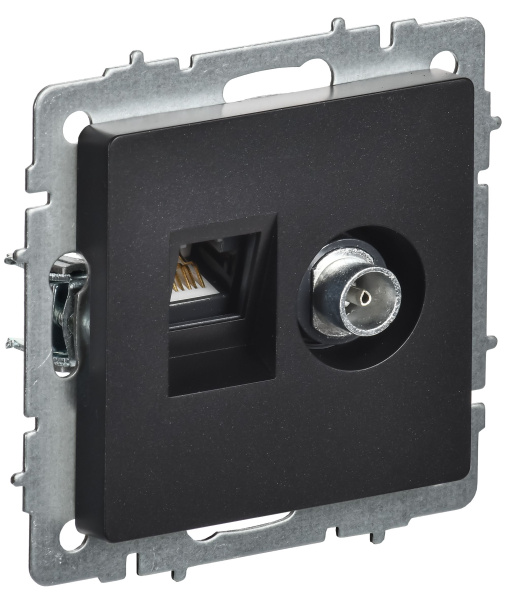 BRITE Розетка двойная TV+RJ45 кат.5E РТВ/РК12-БрЧ черный IEK