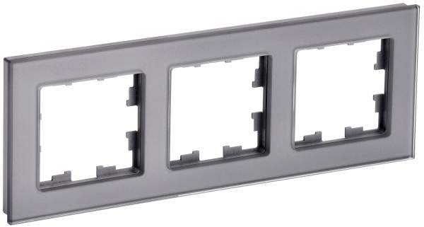 BRITE Рамка 3 -местная РУ-3-2-БрСе стекло серый IEK