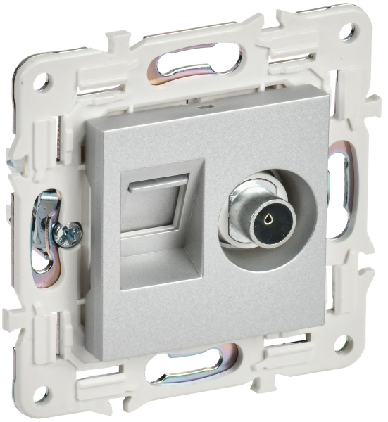 SKANDY Розетка двойная TV+RJ45 кат.5E SK-A14S серебряный IEK
