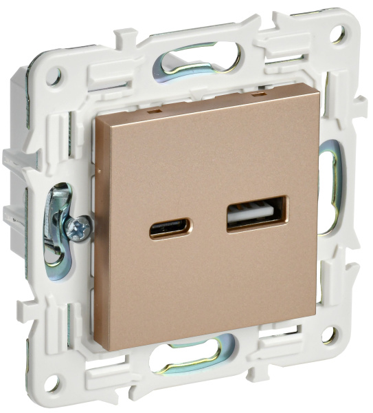 SKANDY Розетка USB A+C 3,1А SK-R14Sa песочный IEK