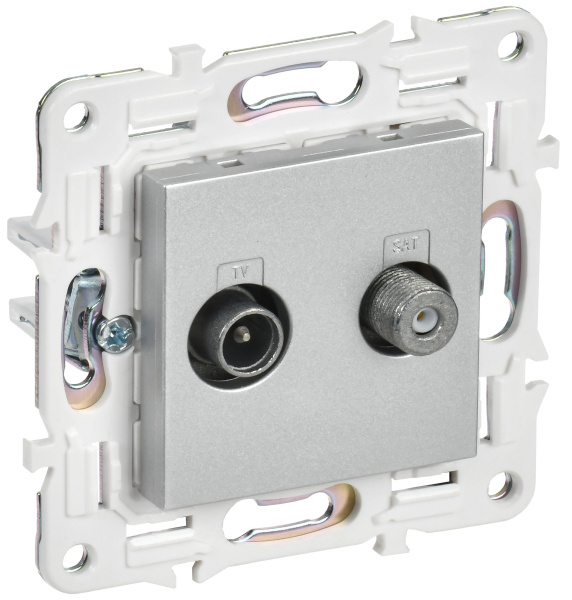 SKANDY Розетка двойная TV+SAT SK-A13S серебряный IEK
