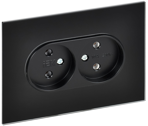 SKANDY Розетка 2-местная без заземления без защитных шторок для плоской вилки 10А SK-R03Bl черный IEK