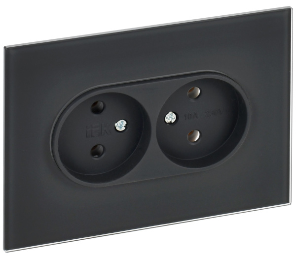 SKANDY Розетка 2-местная без заземления без защитных шторок для плоской вилки 10А SK-R03G графит IEK