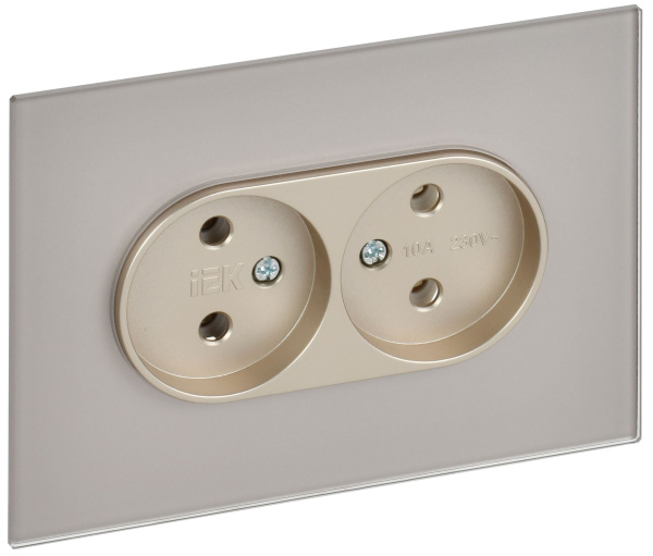 SKANDY Розетка 2-местная без заземления без защитных шторок для плоской вилки 10А SK-R03Sh шампань IEK