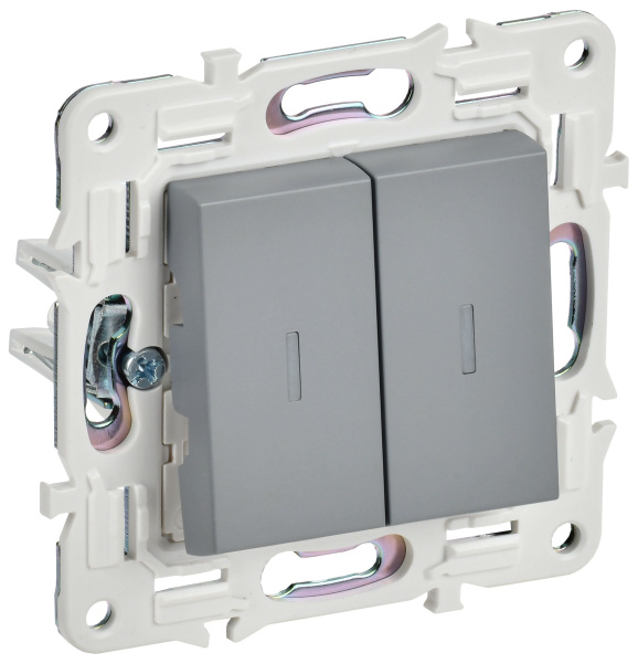 SKANDY Выключатель 2-клавишный с индикацией 10А SK-V09Gr серый IEK