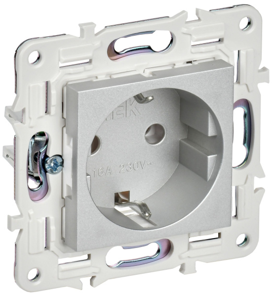 SKANDY Розетка с заземлением без защитных шторок 16А SK-R05S серебряный IEK