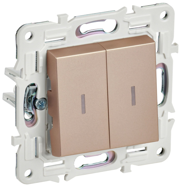 SKANDY Выключатель 2-клавишный проходной с индикацией 10А SK-V10Sa песочный IEK