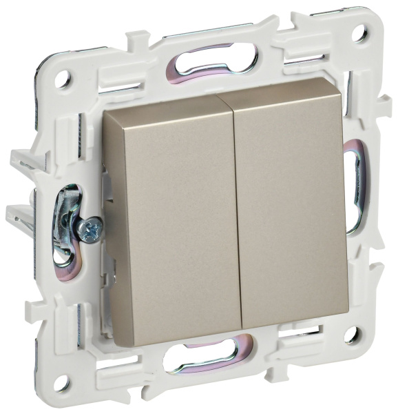 SKANDY Выключатель 2-клавишный проходной 10А SK-V05Sh шампань IEK