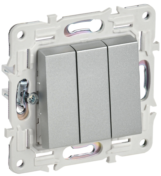 SKANDY Выключатель 3-клавишный 10А SK-V11S серебряный IEK