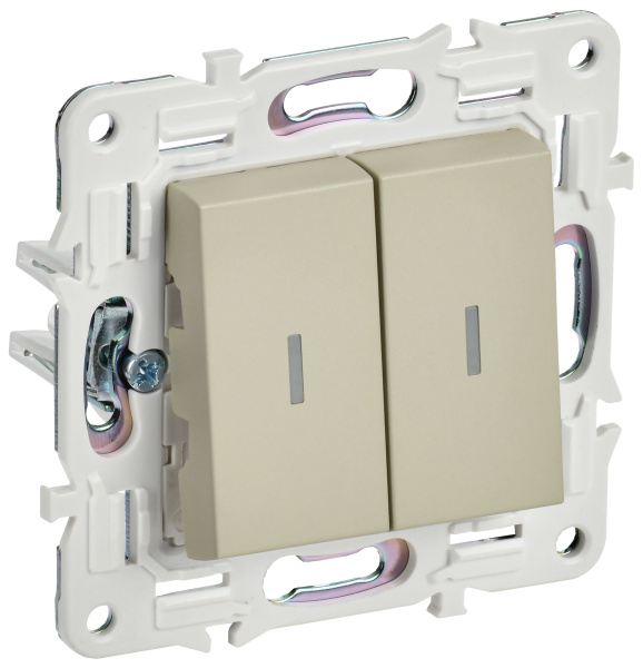 SKANDY Выключатель 2-клавишный проходной с индикацией 10А SK-V10B бежевый IEK