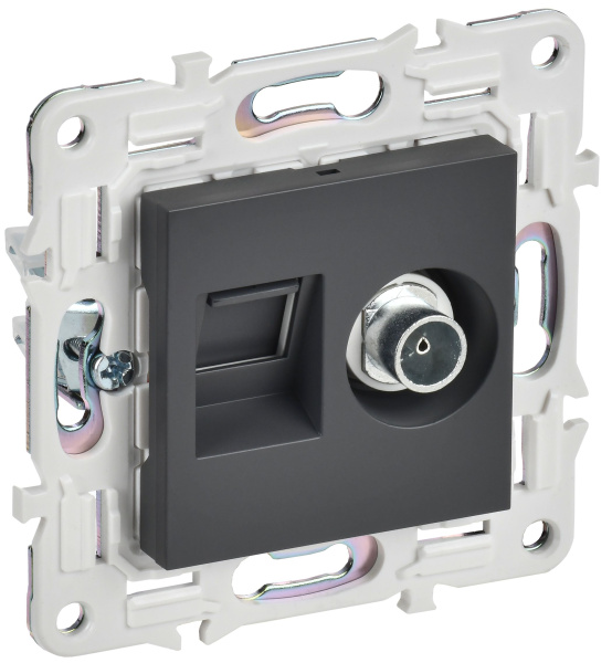 SKANDY Розетка двойная TV+RJ45 кат.5E SK-A14T титан IEK