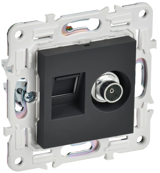 SKANDY Розетка двойная TV+RJ45 кат.6E SK-A15G графит IEK