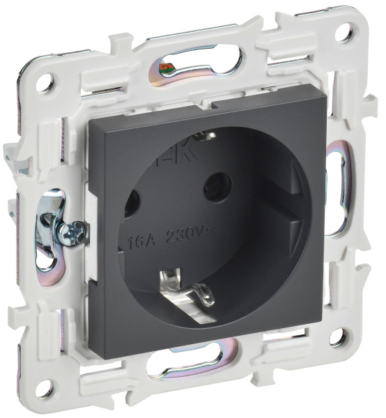 SKANDY Розетка с заземлением с защитными шторками 16А SK-R04T титан IEK