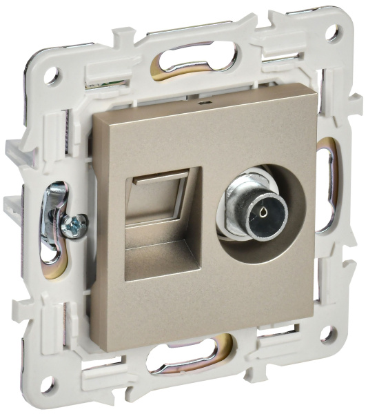 SKANDY Розетка двойная TV+RJ45 кат.6E SK-A15Sh шампань IEK