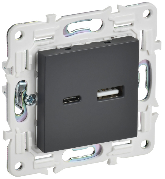 SKANDY Розетка USB A+C 18Вт SK-R13T титан IEK