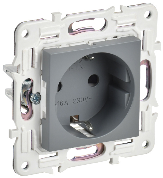 SKANDY Розетка с заземлением с защитными шторками 16А SK-R04Gr серый IEK