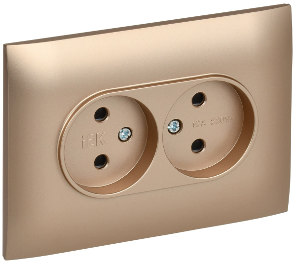 SKANDY Розетка 2-местная без заземления без защитных шторок 10А в сборе SK-R10Sa песочный IEK