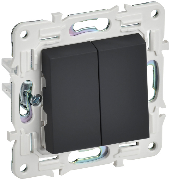 SKANDY Выключатель 2-клавишный 10А SK-V04G графит IEK