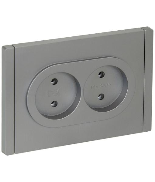 FORTE&PIANO Розетка 2-местная без заземления без защитных шторок безвинтовое крепление 10А FP526 сталь IEK