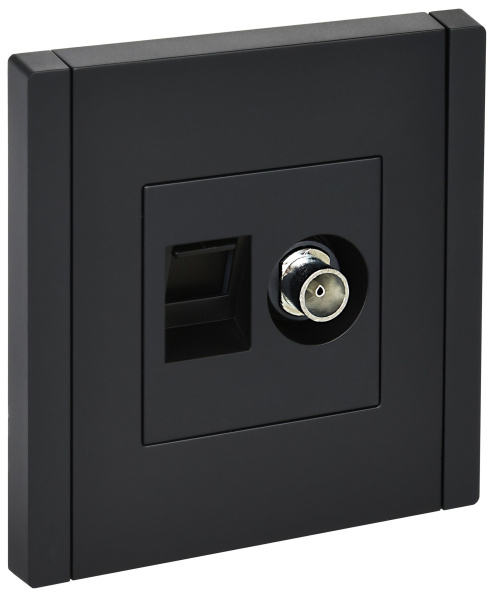 FORTE&PIANO Розетка двойная TV+RJ45 кат.6 FP137 черный IEK