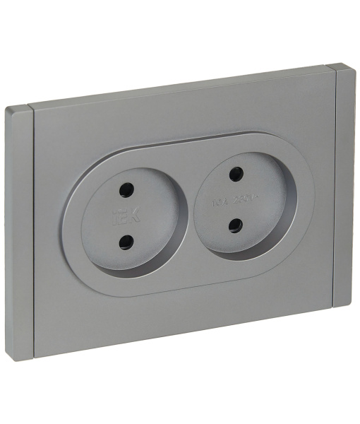 FORTE&PIANO Розетка 2-местная без заземления с защитными шторками безвинтовое крепление 10А FP525 сталь IEK