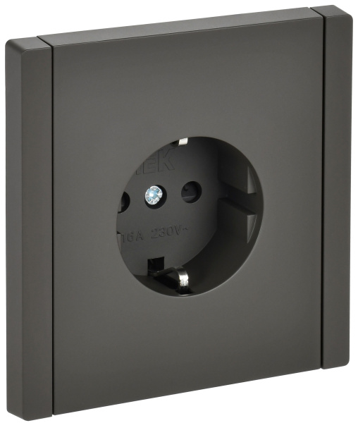 FORTE&PIANO Розетка 1-местная с заземлением с защитными шторками безвинтовое крепление 16А FP313 серый IEK