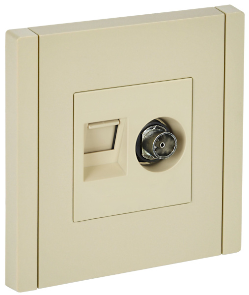 FORTE&PIANO Розетка двойная TV+RJ45 кат.6 FP437 ваниль IEK