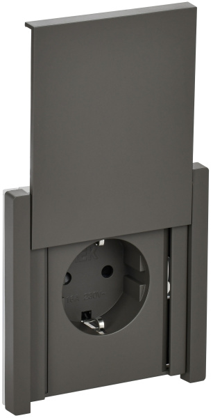 FORTE&PIANO Розетка 1-местная с заземлением с защитными шторками и крышкой винтовое крепление 16А IP44 FP321 серый IEK