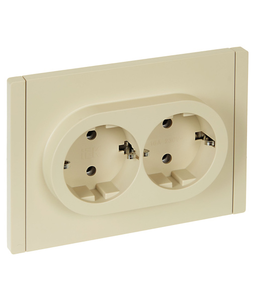 FORTE&PIANO Розетка 2-местная с заземлением без защитных шторок безвинтовое крепление 16А FP424 ваниль IEK