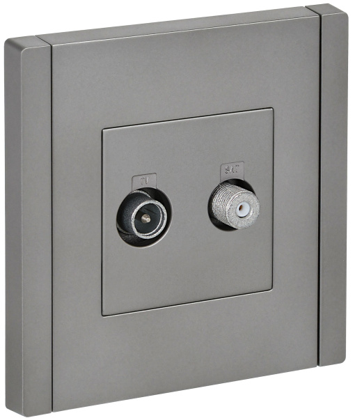 FORTE&PIANO Розетка двойная TV+SAT FP538 сталь IEK