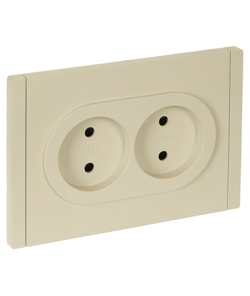 FORTE&PIANO Розетка 2-местная без заземления с защитными шторками безвинтовое крепление 10А FP425 ваниль IEK