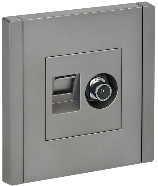 FORTE&PIANO Розетка двойная TV+RJ45 кат.5E FP536 сталь IEK