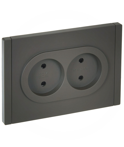 FORTE&PIANO Розетка 2-местная без заземления с защитными шторками безвинтовое крепление 10А FP325 серый IEK