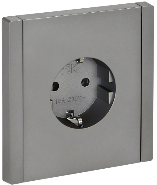 FORTE&PIANO Розетка 1-местная с заземлением без защитных шторок винтовое крепление 16А FP516 сталь IEK