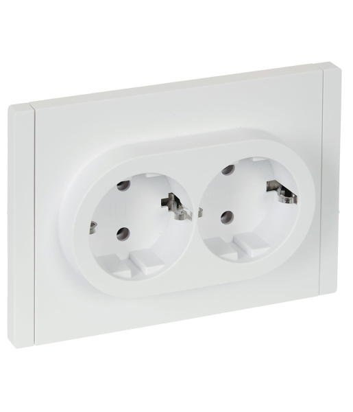 FORTE&PIANO Розетка 2-местная с заземлением без защитных шторок безвинтовое крепление 16А FP224 белый IEK