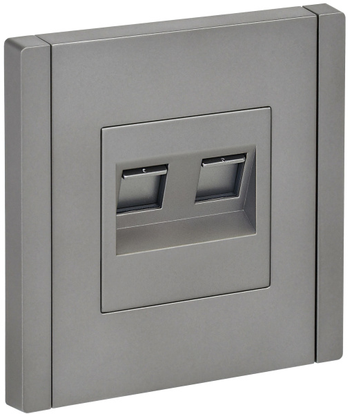 FORTE&PIANO Розетка компьютерная двойная RJ45 кат.6 FP534 сталь IEK