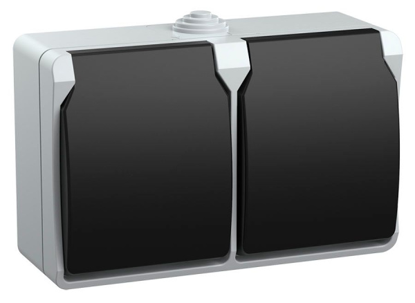 ФОРС Розетка 2-местная с заземлением для открытой установки 16А IP54 РСб22-3-ФСр серый IEK