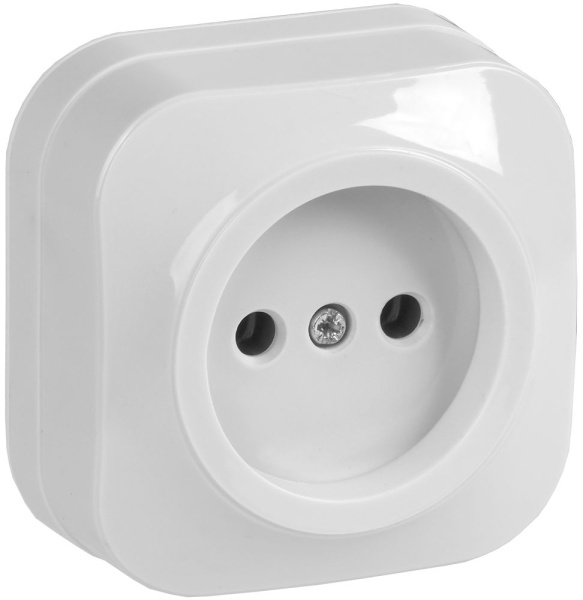 Розетка одноместная для открытой установки РС20-2-ХБ без заземления 10А GLORY белый IEK