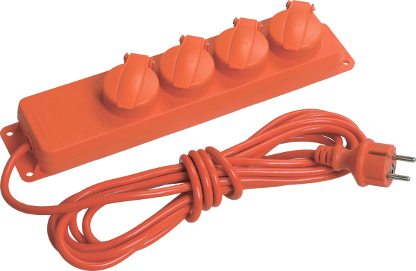 Удлинитель У04В 4 места с защитными крышками IP44 2P+PE/5м 3х1мм2 16А/250В IEK