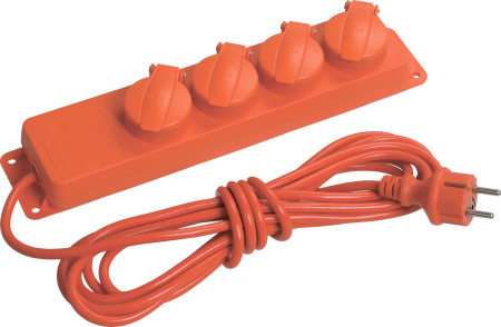 Удлинитель У04В 4 места с защитными крышками IP44 2P+PE/5м 3х1мм2 16А/250В IEK