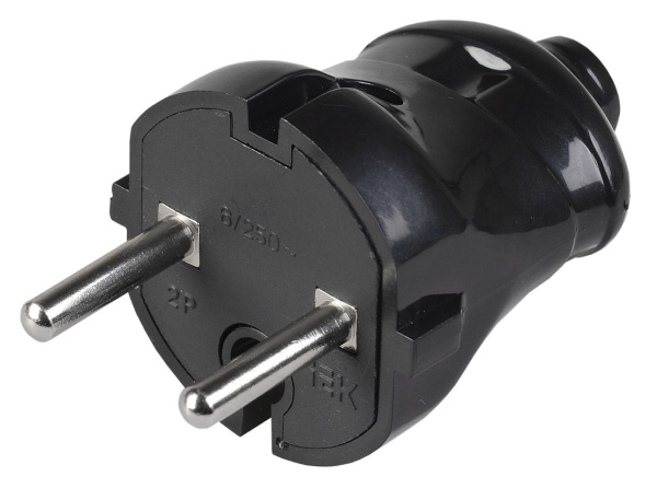 Вилка разборная прямая ВПп20-02-Ст без заземляющего контакта 6А черная IEK