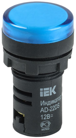 Лампа AD22DS(LED)матрица d=22мм синий 12В AC/DC IEK
