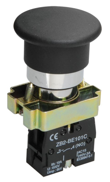 Кнопка управления LAY5-BC21 "Грибок" 1з черная IEK