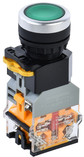 Кнопка управления D8-11D d=22мм 1з+1р с подсветкой зеленая IEK
