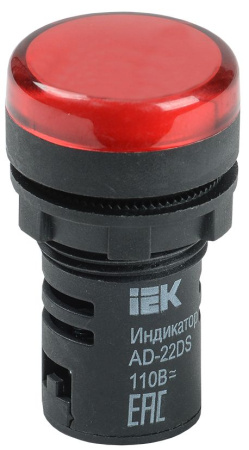 Лампа AD22DS(LED)матрица d=22мм красный 110В AC/DC IEK