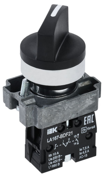 Переключатель LA167-BDF21 на 2 положения 1з черный IEK