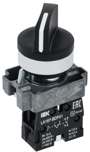 Переключатель LA167-BDF41 на 2 положения 1з черный IEK