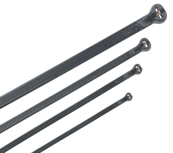 Хомут кабельный усиленный Хку 2,5х100мм со стальным замком черный (100шт) IEK