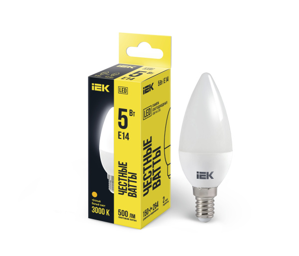 Лампа светодиодная C35 свеча 5Вт 230В 3000К E14 IEK
