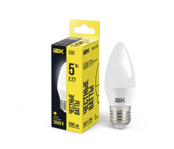 Лампа светодиодная C35 свеча 5Вт 230В 3000К E27 IEK